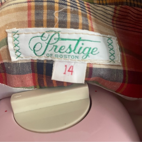 Vintage 1970s Orange Plaid Blazer By Prestige Of Boston Lightweight Lined Jacket - Picture 7 of 8